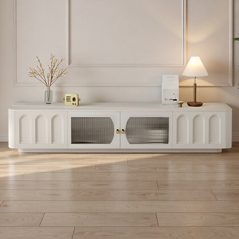 Meuble télé Modern, H 11,81 po x L 86,61 po x l 15,75 po, Crème, crème