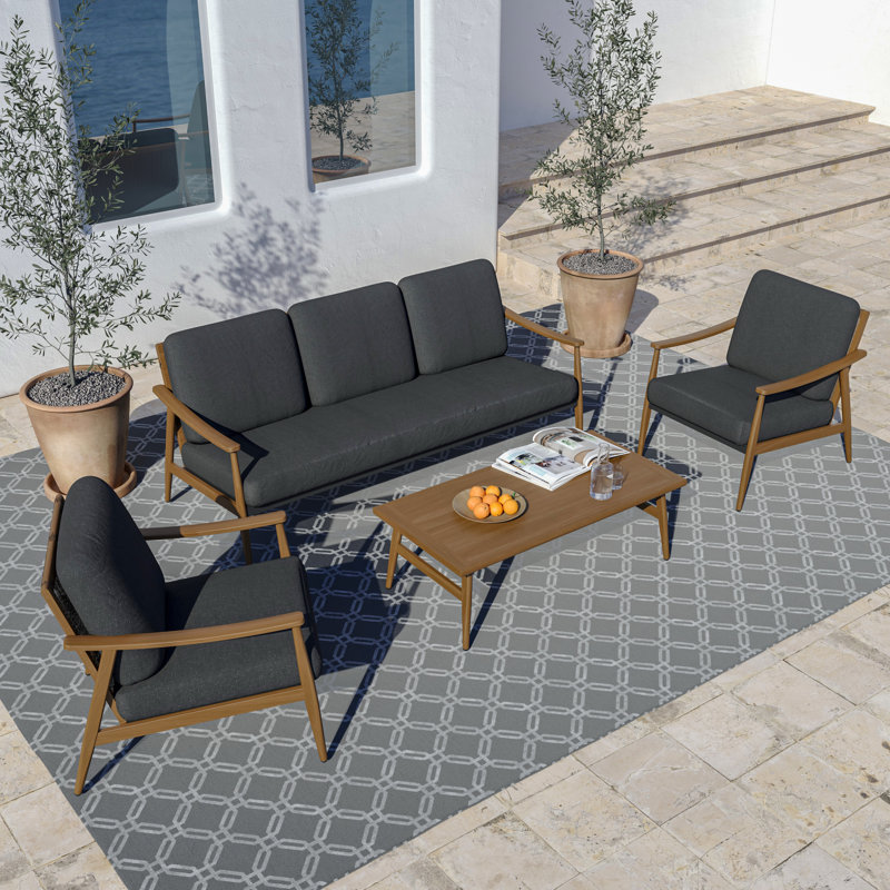 5-Person All-Aluminum Outdoor Conversation Furniture Set Seating Group With Cushions