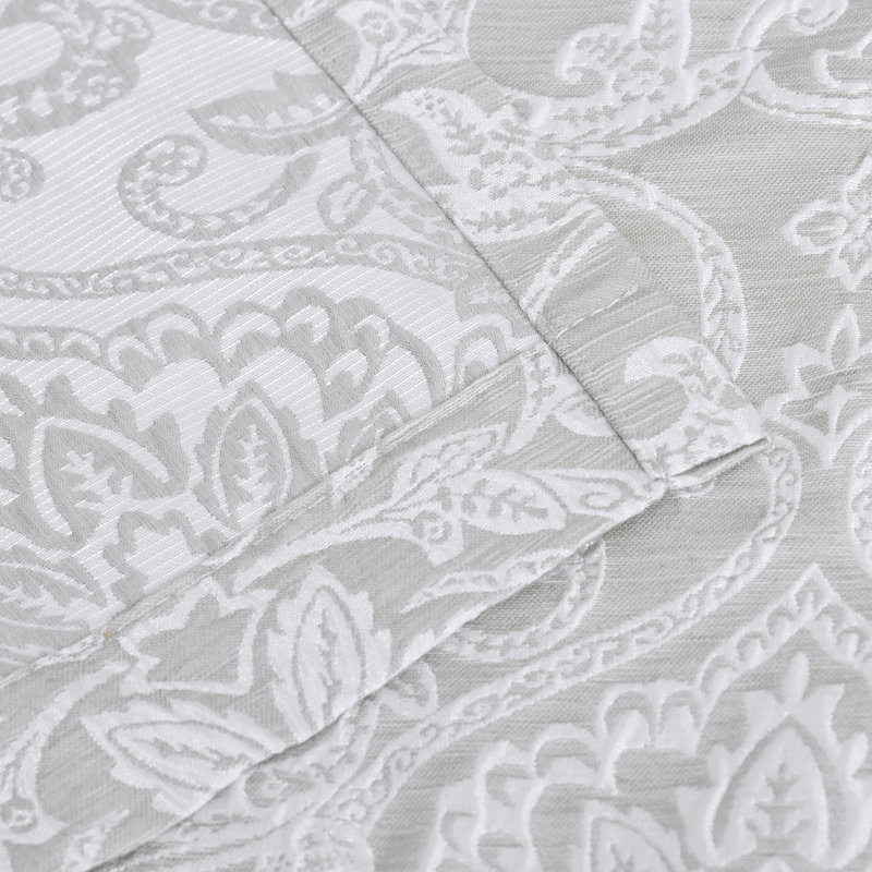 HausHome Jacquard Damask Semi-Sheer Grommet Curtain Panels, Light Gray, 52" x 108"