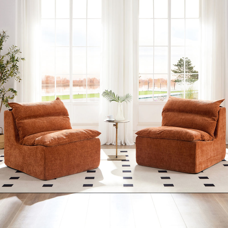 Fauteuil à oreilles Comfy Living - fauteuil d'appoint pour chambre à coucher, bureau, siège simple, chambre ergonomique orange, siège de bureau,