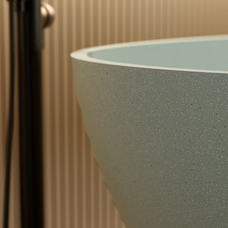 Baignoire de trempage autoportante 71 po, surface solide turquoise, pierre de résine, facile à installer, surface de teinture non perméable, lisse et arrondie, salle de bain confortable
