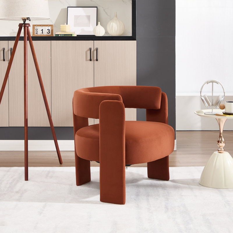 Chaise d'appoint avec pieds en bois robustes, Orange