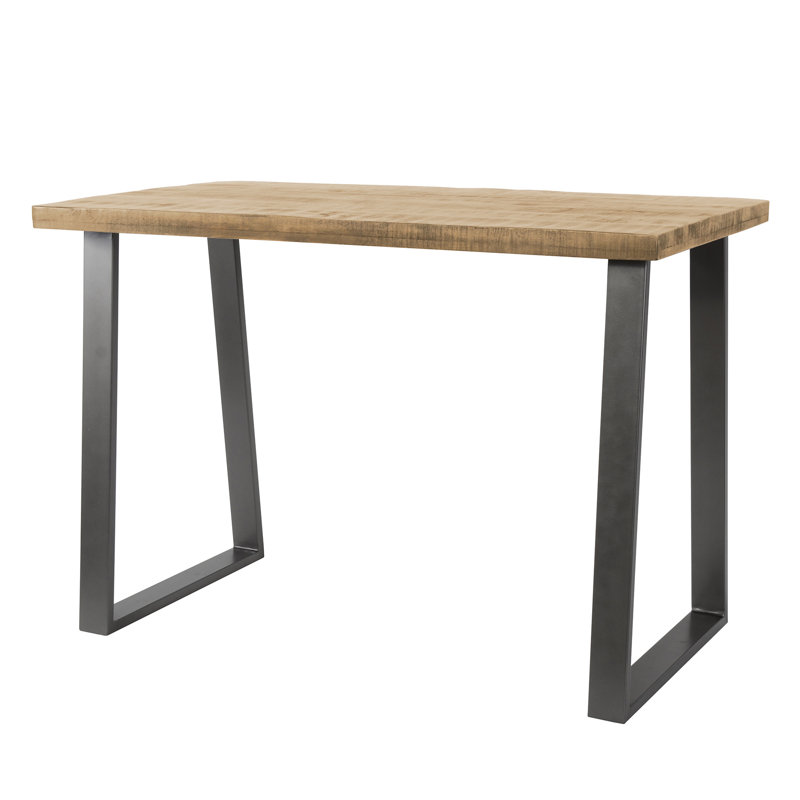 Gage Solid Wood Top Metal Base Dining Table, White antique