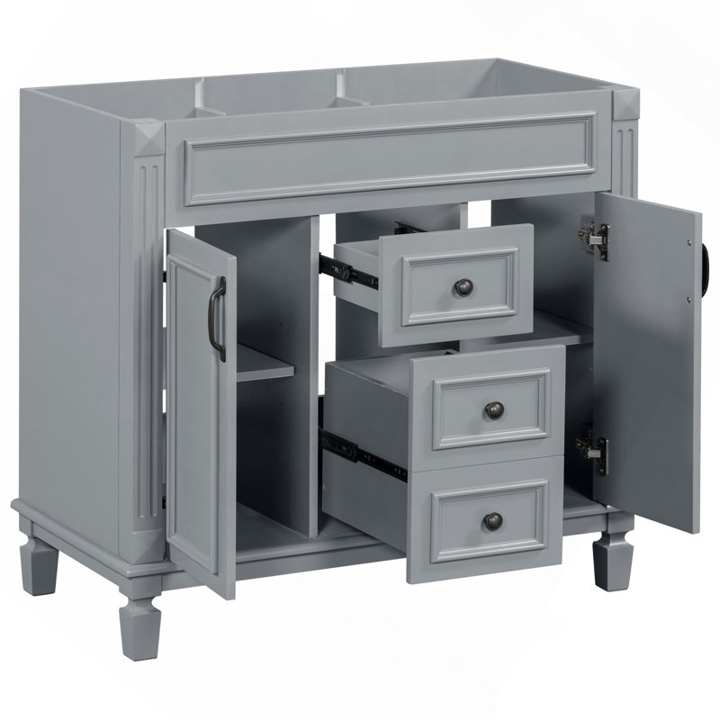 Meuble-lavabo 36 po sans lavabo supérieur, armoire seulement, armoire de rangement moderne avec 2 portes à fermeture douce