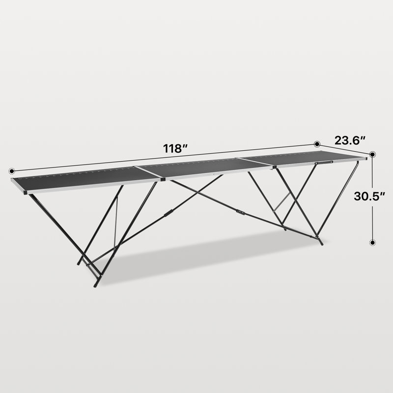 118" Folding Work Table, Portable Tri-Fold Workbench With Scale And Handle For Garage Workshop Home