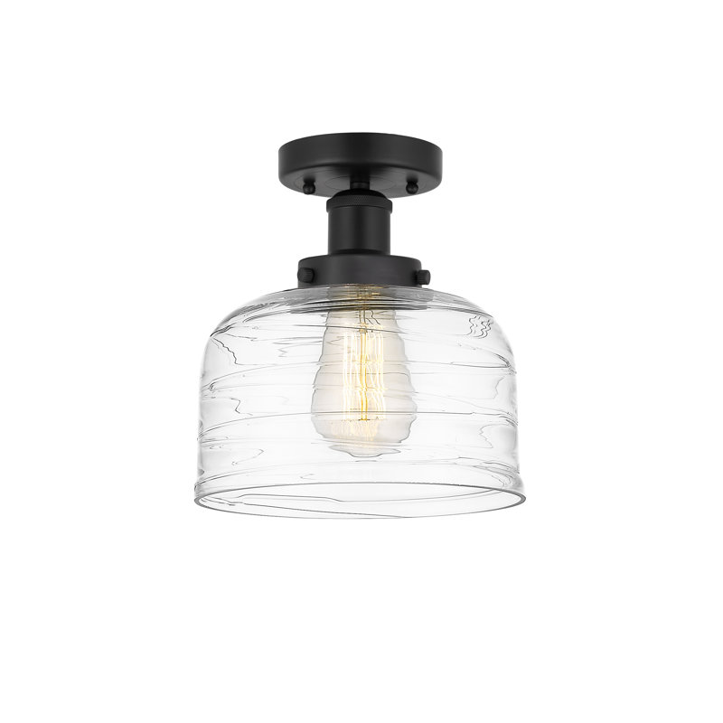 Plafonnier semi-encastré en verre Coppell, Noir mat, Plaqué couleur fumée