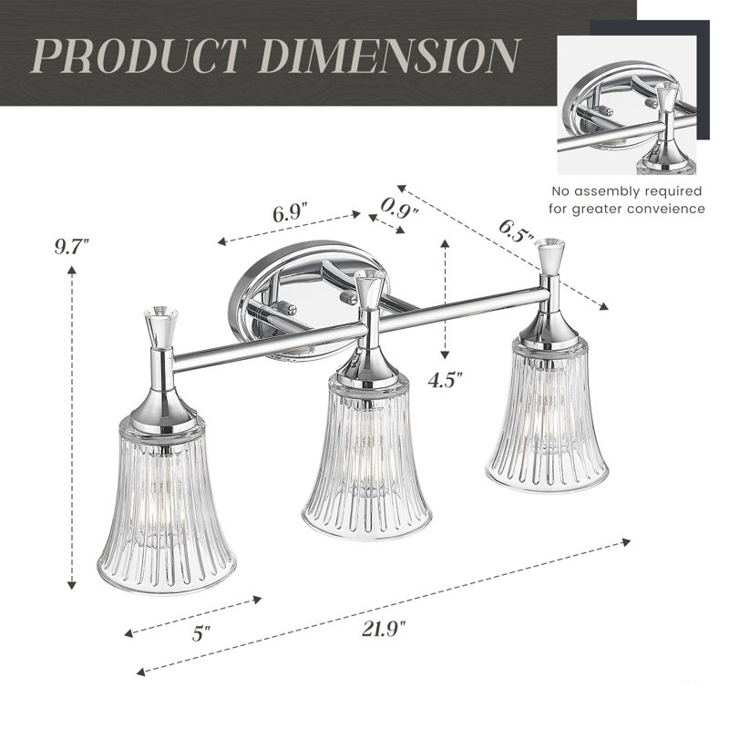 Éclairage pour meuble-lavabo à 3 lumières à intensité variable Bovina, Chrome