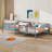 Full Over Full Bunk Bed With Ladder For Bedroom, Convertible To 2 Platform Bedframe, Guest Room Furniture-2093467920