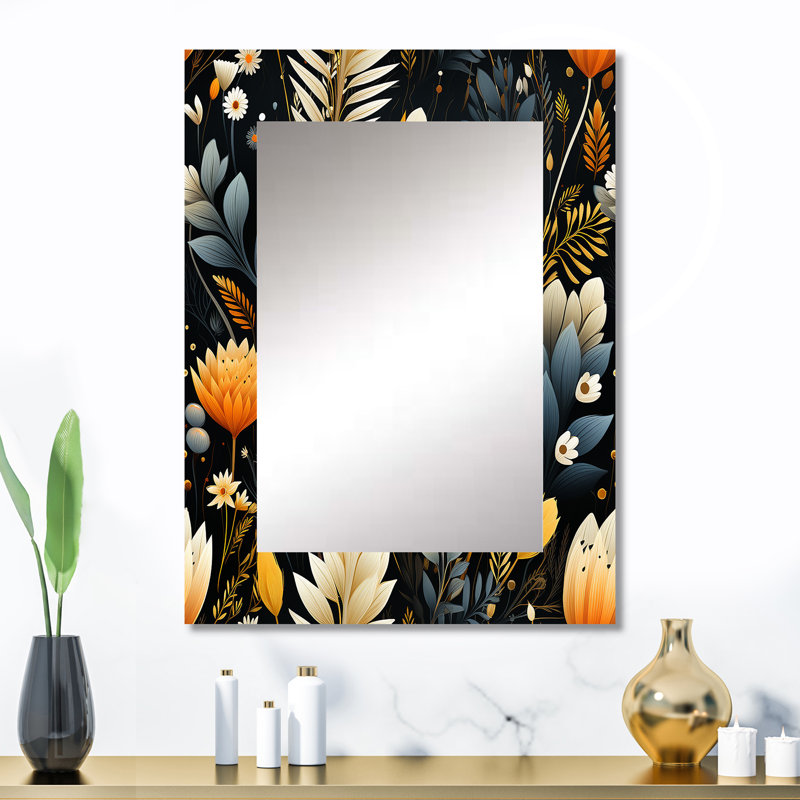 Motif boho inspiré de la nature Benedit - miroir mural botanique unique, miroir botanique, impression d'art en métal