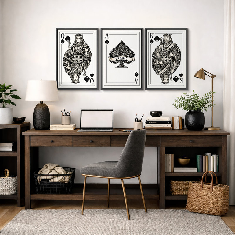 Reproduction de giclée sur toile encadrée 3 pièces, H 24 po x l 48 po x P 1,5 po, Cadre noir