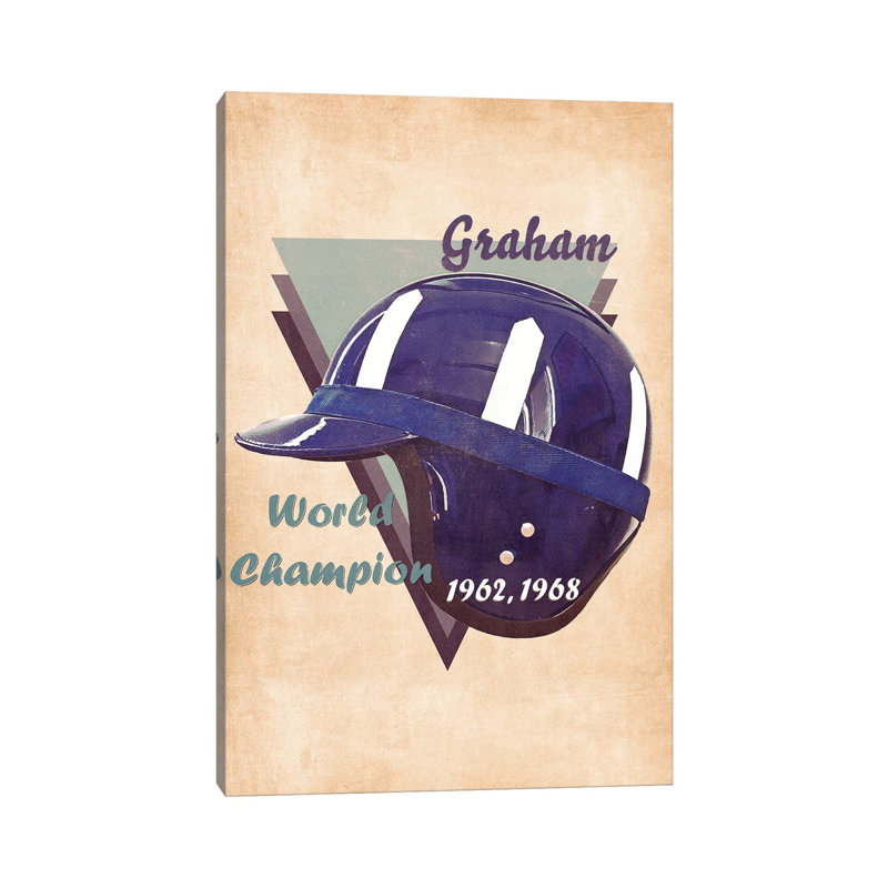 Graham Hill's Helmet Retro - Wrapped Canvas Painting, 20.32 cm H x 30.48 cm W