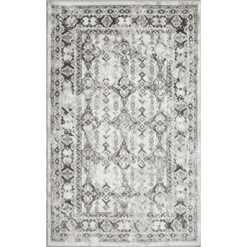 Tapis gris en polypropylène tissé à la main Raghdah, Rectangle 3 pi 3 po x 5 pi 3 po