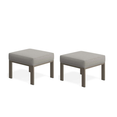 Set Of 2 All-Weather Metal Patio Ottomans With Thick Cushions And Robust Frame, For Outdoor Relaxation And Versatility