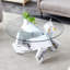 Table basse moderne 33,4 "avec verre trempé transparent et support rond, pieds supérieurs, 33,4"