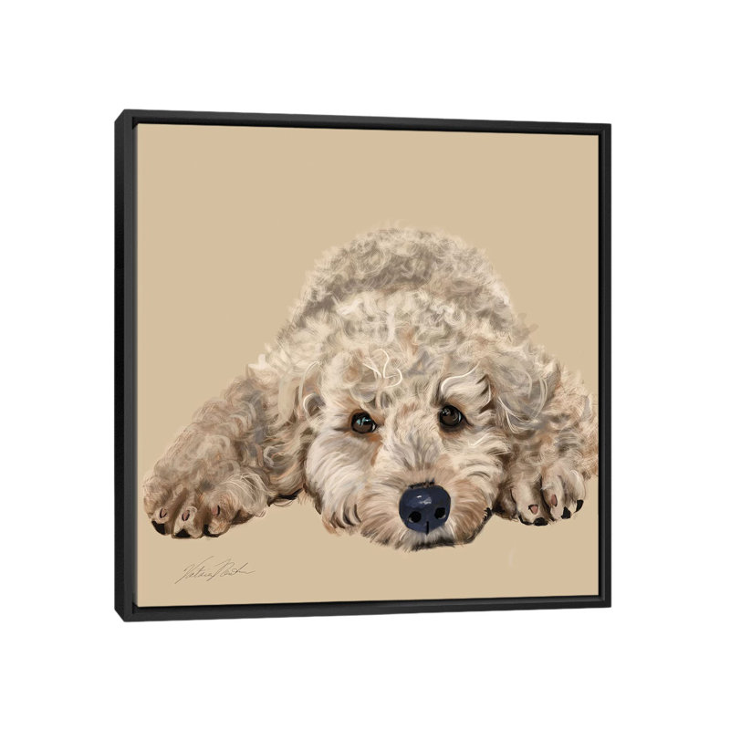 Vicki Newton Labradoodle - Estampe numérique sur toile tendue avec châssis, H 18 po x l 18 po x P 1,5 po, Pas de tapis