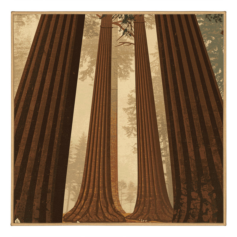 Tapis brun rustique lavable à la machine Pegah Country - Reliure brun clair, Carré 7 pi