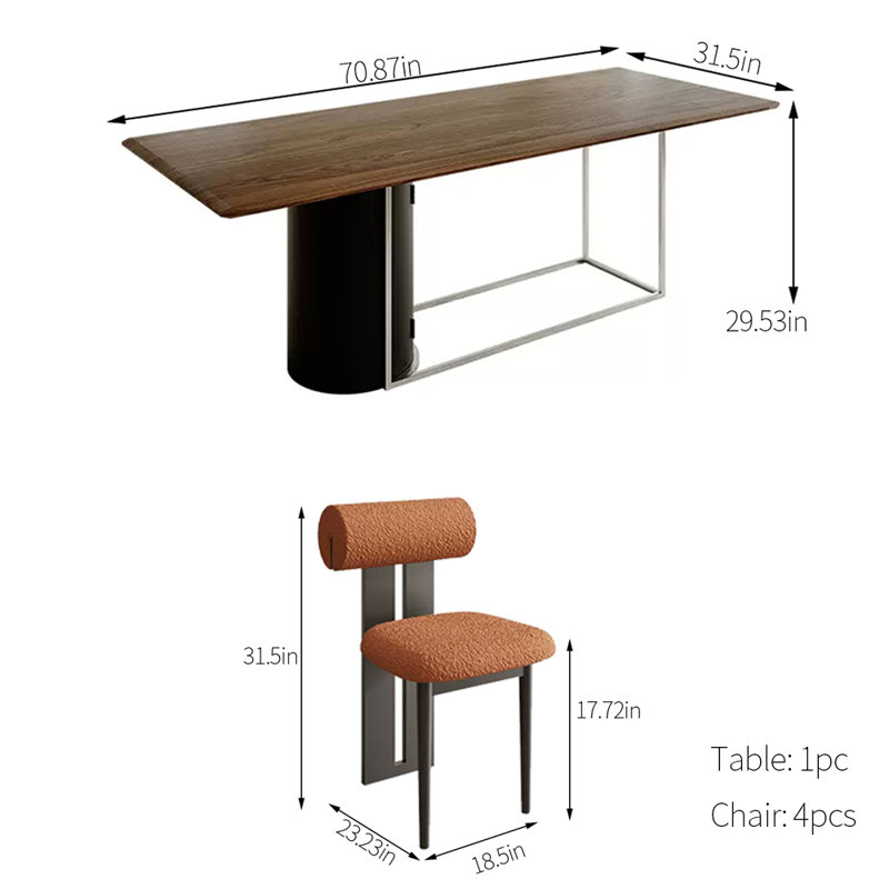 Ensemble de salle à manger rectangulaire Minekazu, H 29,53 po x L 70,87 po x l 31,5 po