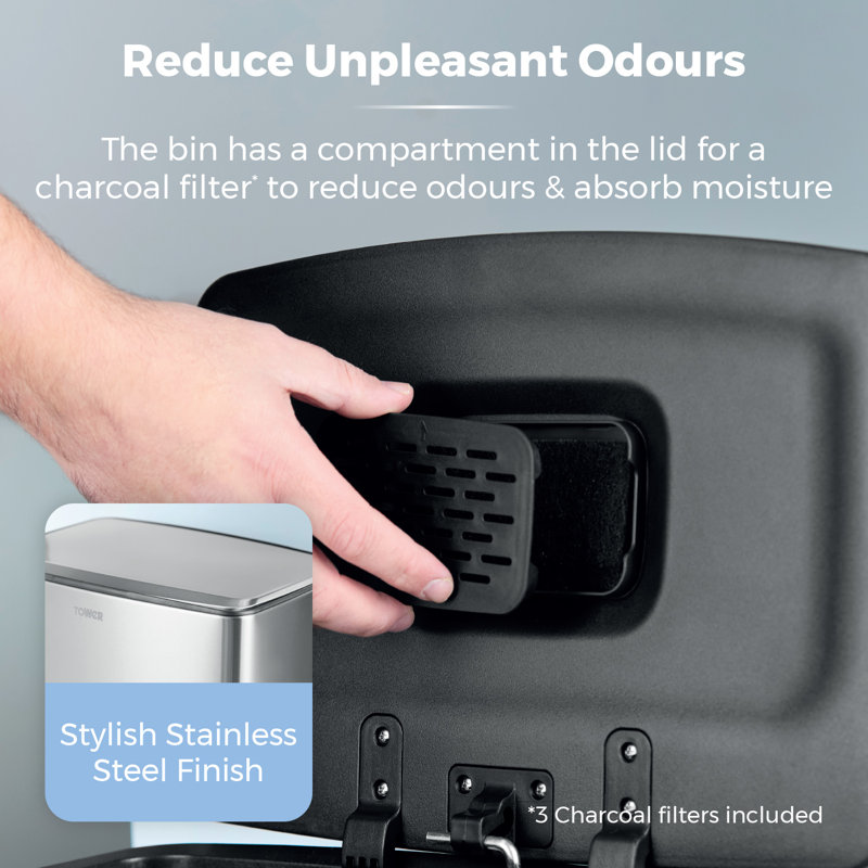 40 Litre Step On Recycling Bin, Grey