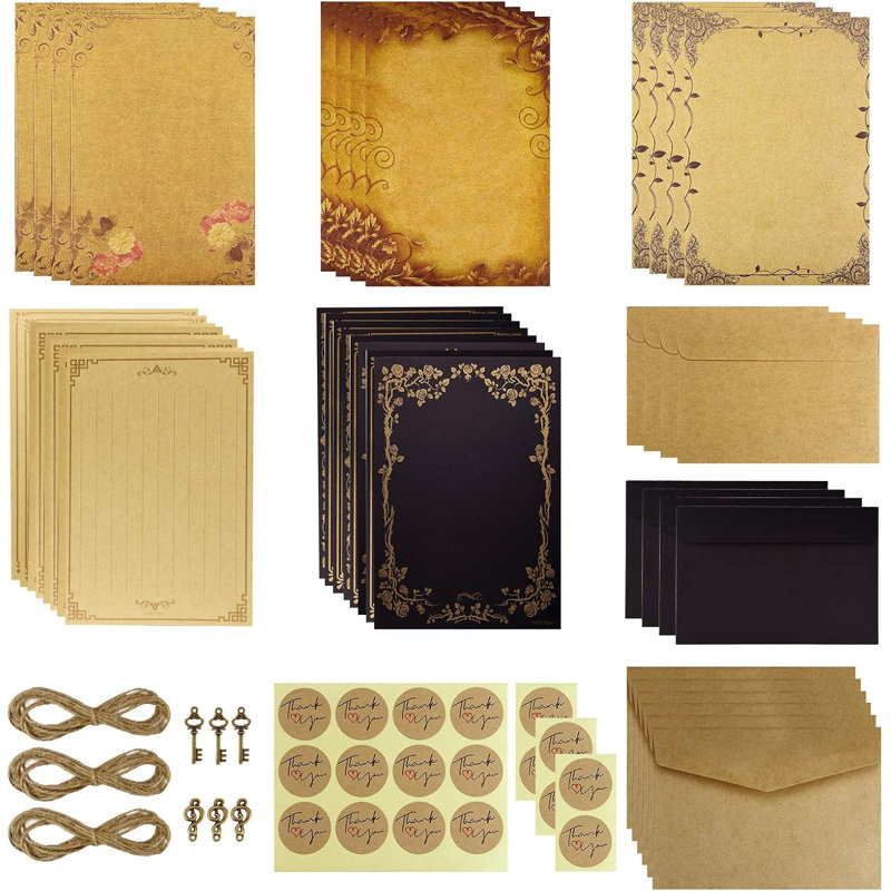 Stationary Paper And Envelopes Set, Aged Paper Writing Paper Stationery Set For Writing Printing