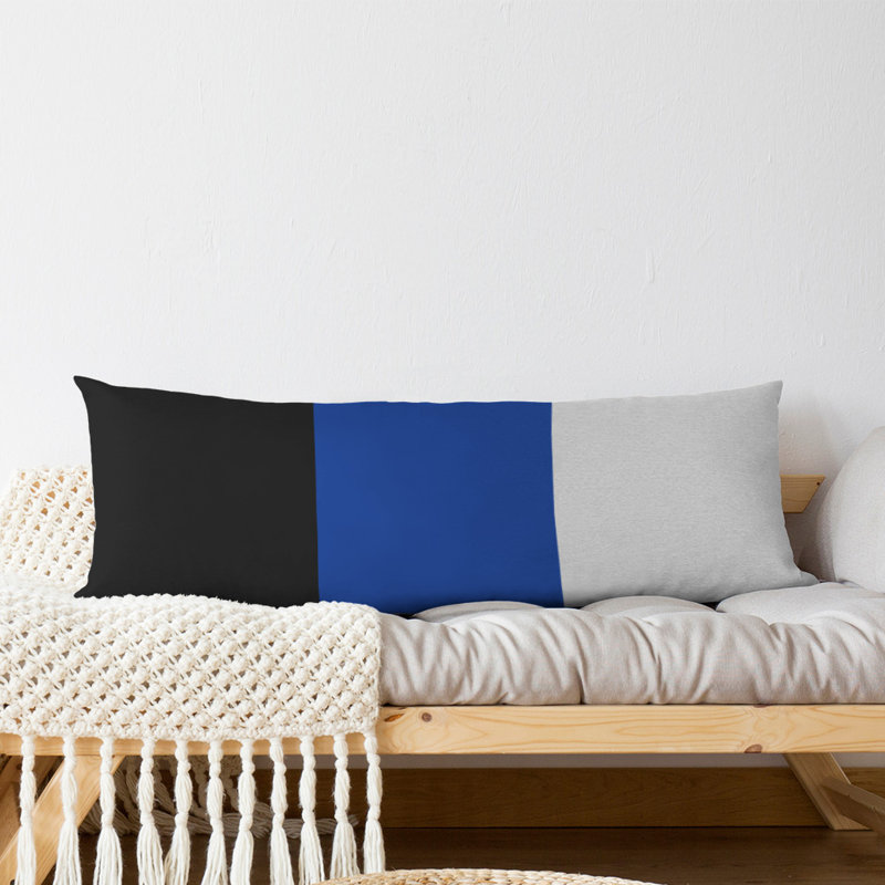 Oreiller de corps en polyester / polyester Arizona Football Stripes, Noir / milieu bleu, Adairsville