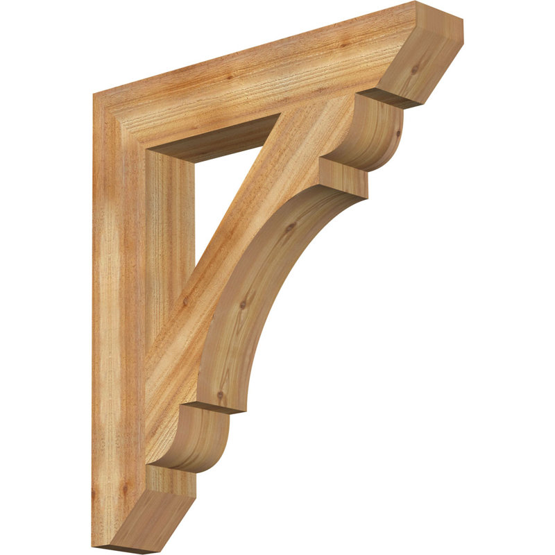 H W D Wood Bracket / Corbel, Western Red Cedar, 38" H x 6" W x 34" D