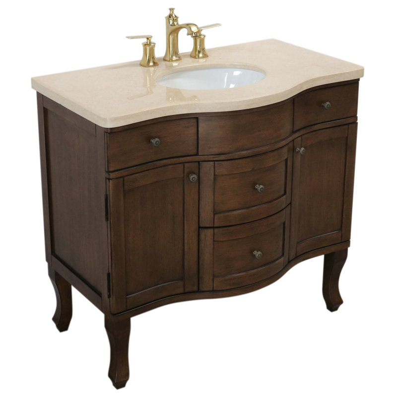 Elkins Park 38.2'' Single Bathroom Vanity with Marble Top