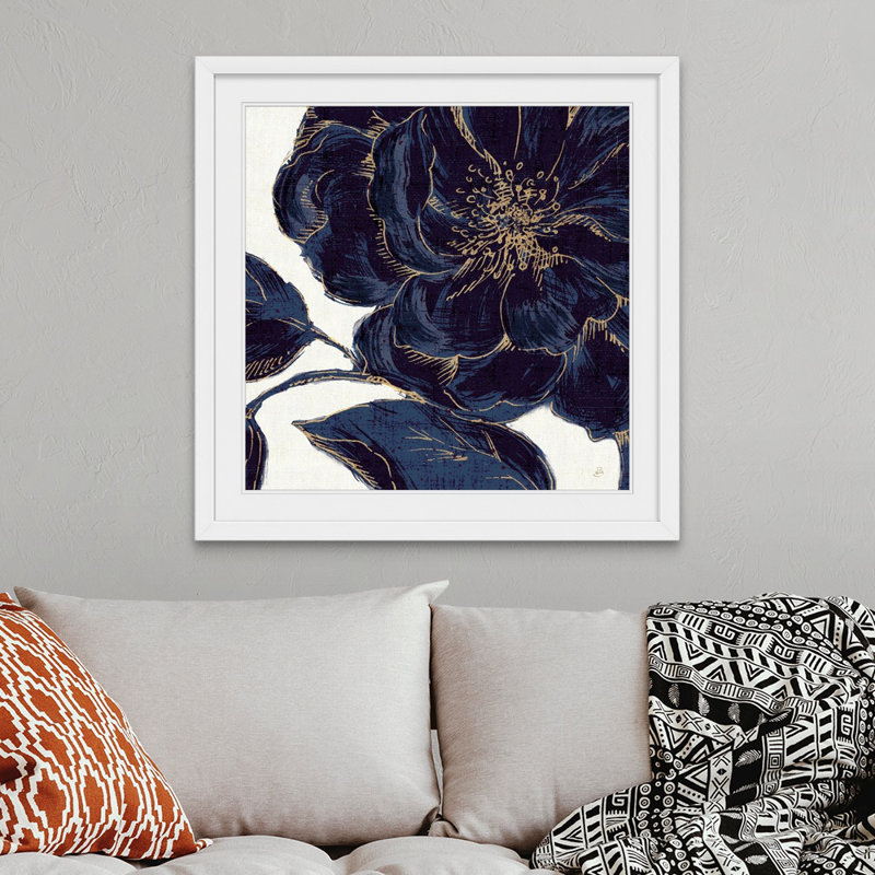 «Indigo Garden II», reproduction d'impression, Cadre blanc, H 38 po x l 38 po x P 1 po