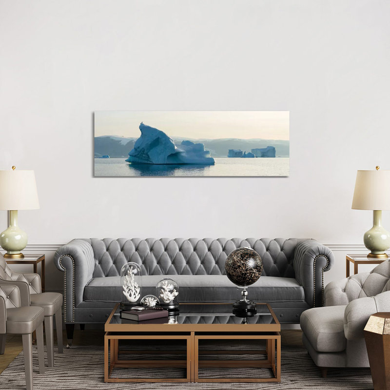 Icebergs In The Uummannaq Fjord System, Northwest Greenland by Martin Zwick - Wrapped Canvas Panoramic Print