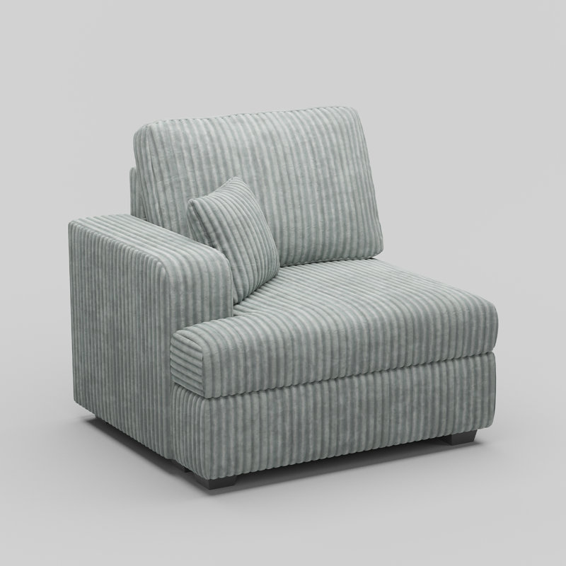 Canapé modulaire en velours côtelé Bianca, Velours côtelé gris pâle