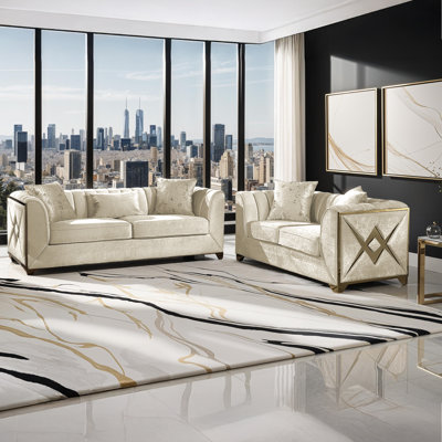 Arron Velvet Living Room Set