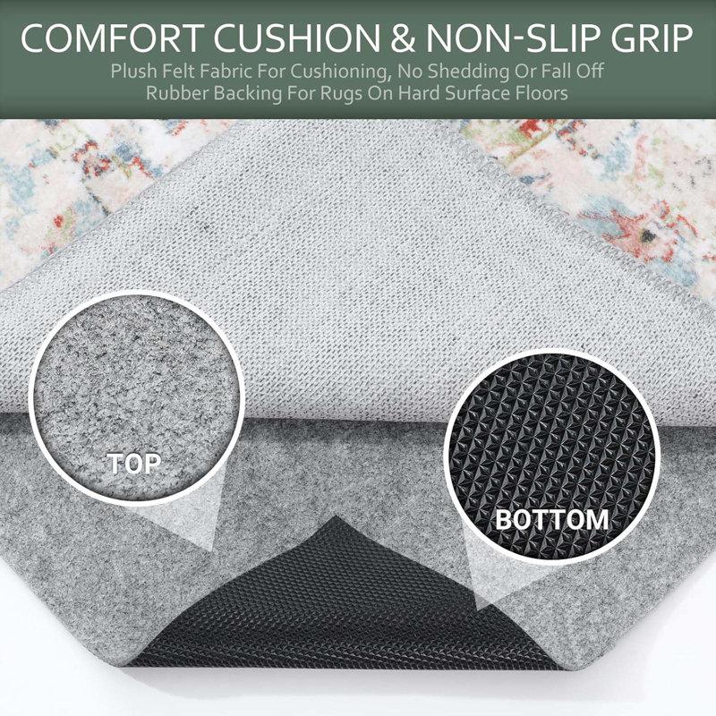 Non Slip Rug Pad Grippers - Thick, Felt + Rubber Double Layers Carpet Mat, Provides Protection And Cushioning For Hardwood Or Tile Floors, Secures Rug Position And Reduces Noise