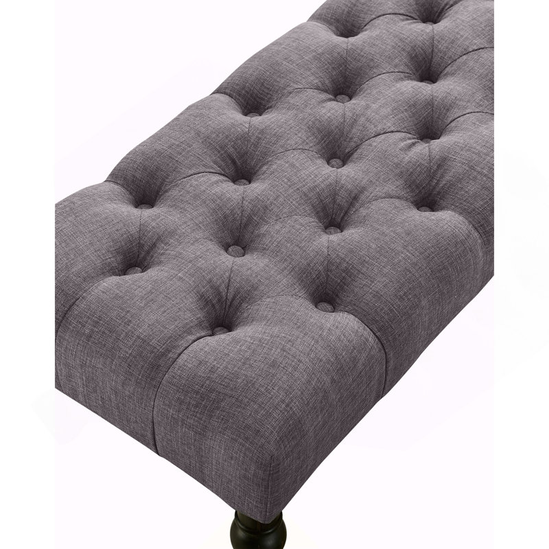 Banc de salle à manger capitonné en tissu Leviton, gris, Gray