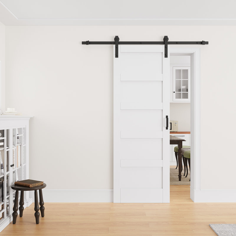 Porte de grange coulissante en bois 30 po x 84 po avec surface en PVC, toute la quincaillerie d'installation est incluse