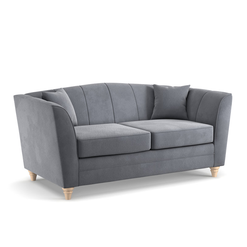 Laverton 2 Seater Velvet Flared Arm Sofa, Steel