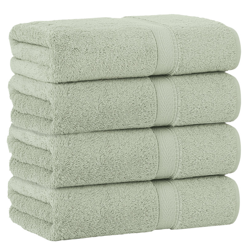 Ensemble de serviettes de bain en coton turc 4 pièces Sinemis, Vert