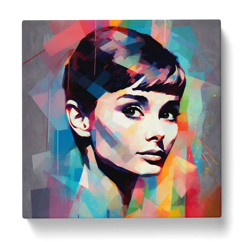 Audrey Hepburn Abstract Art - Wrapped Canvas - Framed Print, 35cm H x 35cm W x 3cm D