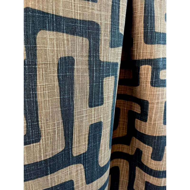 Brown Black Geometric Curtains, 50" W x 120" L