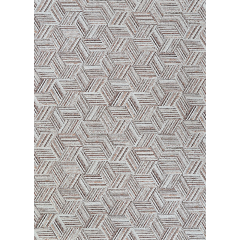 Geometric Grey Blush Non Skid Performance Area Rug, Runner 2'3" x 7'10"