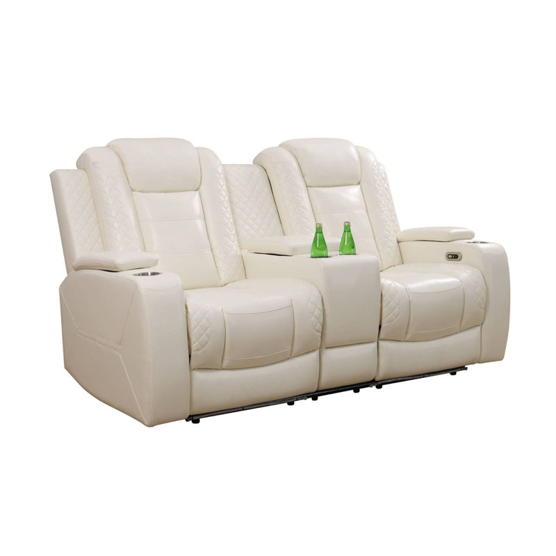Causeuse inclinable de salon en cuir blanc