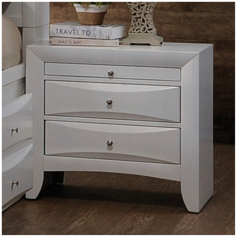 Table de chevet 2 tiroirs en bois, Blanc