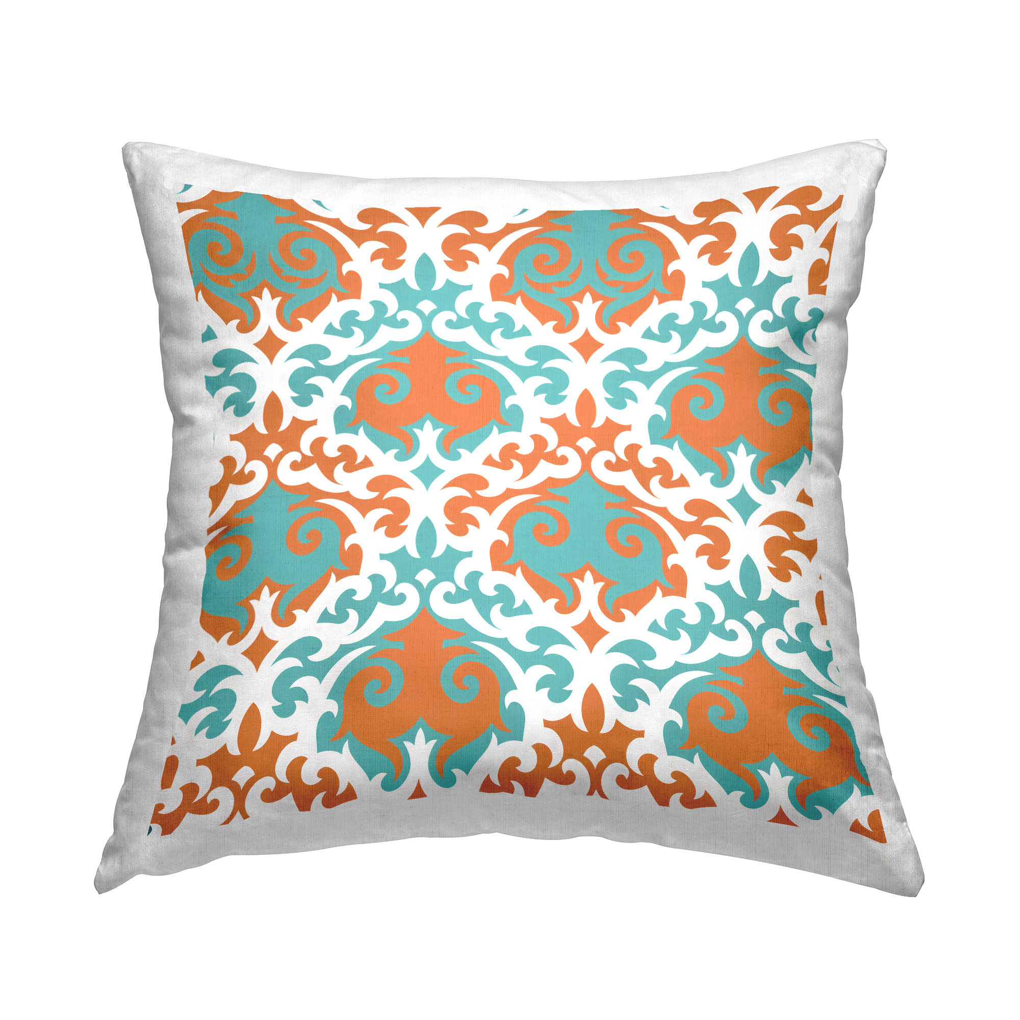 Stupell Industries Orange & Blue Damask Pattern Printed Throw Pillow