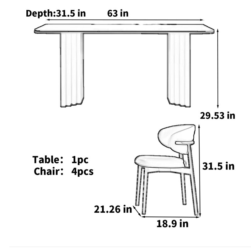 Retro American style rectangular dining table, 29.53"H x 63"L x 31.5"W