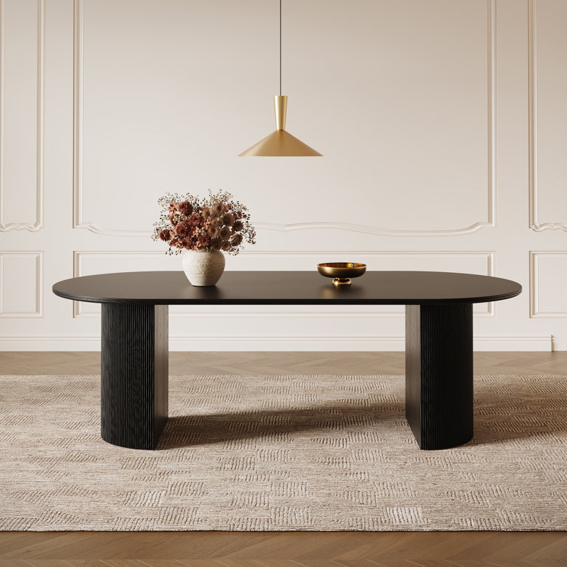 Table de salle à manger Iris, Noir mat mat / noir, Ovale