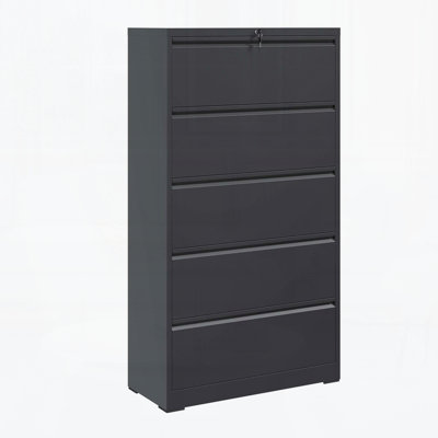 5 Drawer Metal Lateral File Cabinet,Filing Cabinet with Lock, Lockable File Cabinet for Home Office, Locking Metal File Cabinet for Legal/Letter/A4/F4 Size