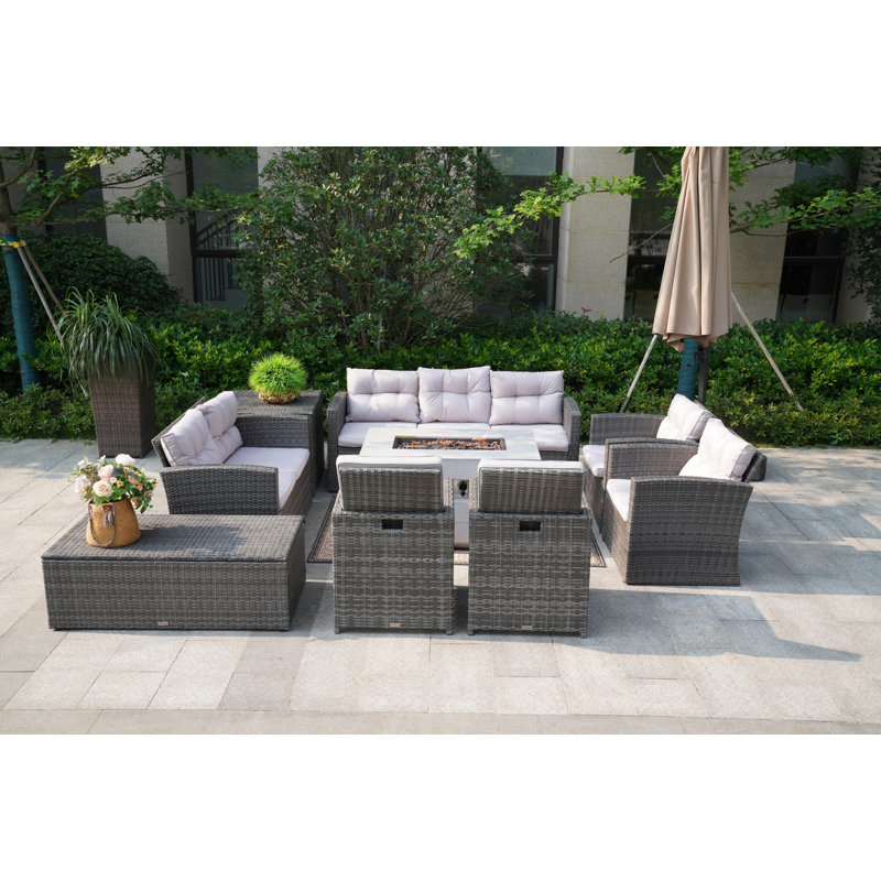 9 - Person Patio Conversation Set with Cushions
