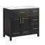 Meuble-lavabo 36 po avec lavabo, armoire en bois massif et panneau de fibres à densité moyenne, deux portes, trois tiroirs, conception autoportante moderne-887778071