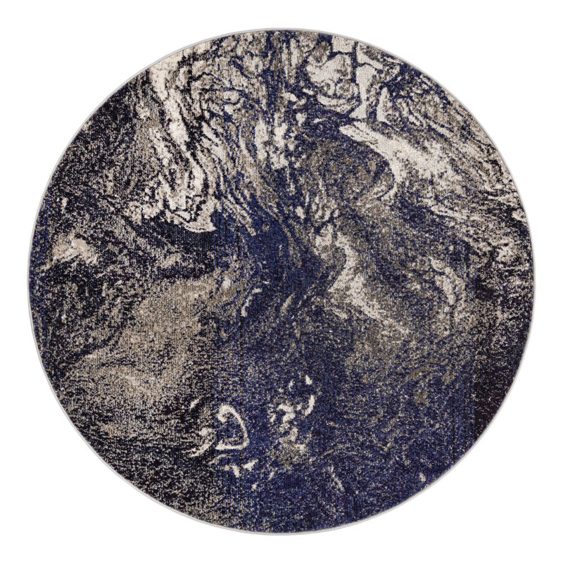 Ansela Washable Abstract Indoor Rug, Round 5'3"