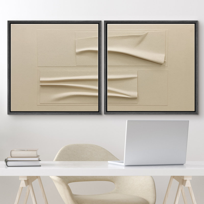 Reproduction d'art moderne moderne sur toile neutre, Cadre flottant noir, H 24 po x l 24 po