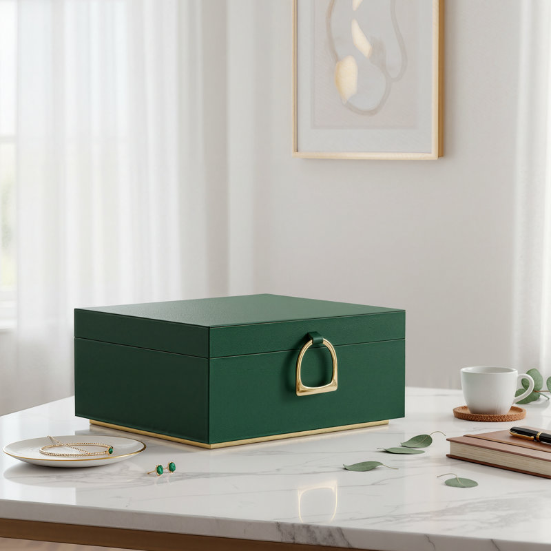 Boîte à bijoux à 2 couches, organisateur de rangement pour bijoux avec poignée, plateau à bijoux amovible, effet flottant, 8,1 x 9,4 x 4,3 pouces, idée cadeau