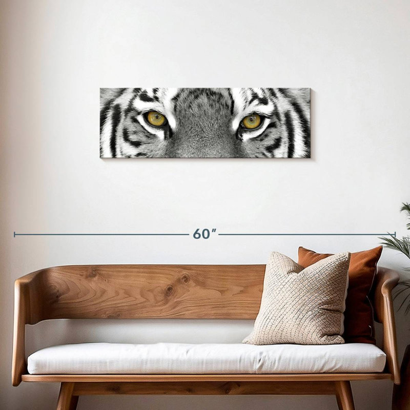 Œil de tigre blanc sur toile, H 12 po x l 36 po x P 1,25 po